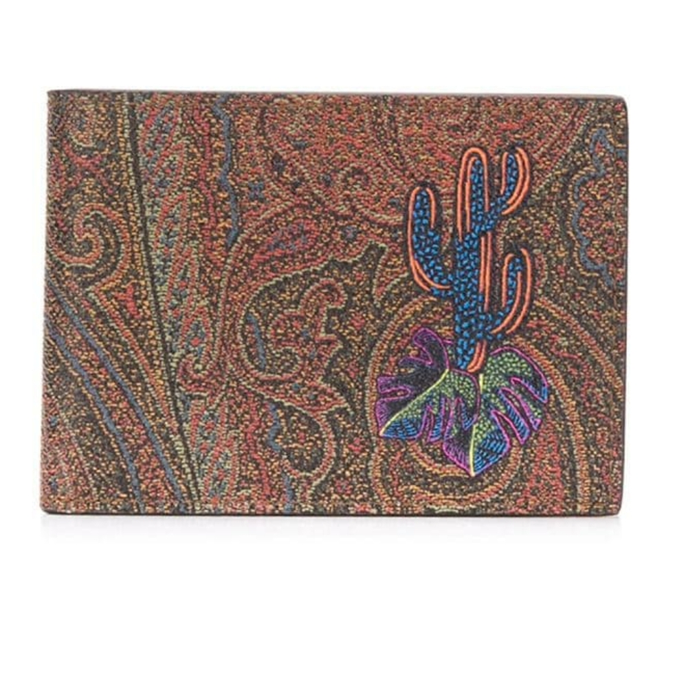 $380 Italy Made Etro Paisley Cactus Printed Wallet